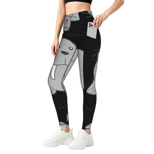 Conjuntos de entrenamiento con bolsillos y leggings con estampado de morsa para fitness