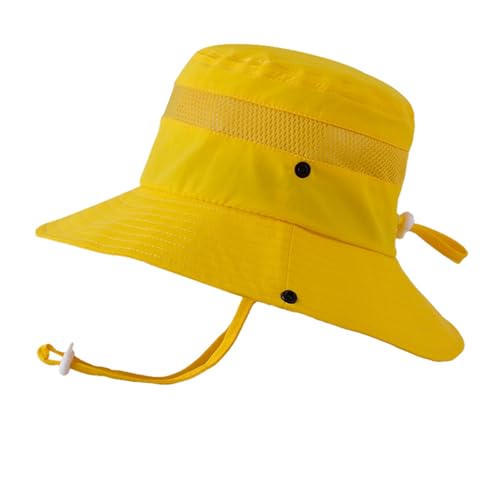 Generisch Chapeau de soleil 2026 pour enfants réglable Casquette de pêcheur pour garçons et filles Vêtements d'été décontractés en plein air respirant, jaune, taille unique
