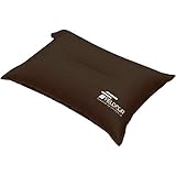 FIELDOOR インフレータブルピロー ブラウン 【収納簡単ポーチ付】 (約)幅44cm×奥行30cm×厚み10cm 空気まくら エアーピロー 旅行用 キャンプ用品 便利グッズ 飛行機 ドライブ 夜行 バス 出張 自宅 オフィス 携帯 トラベル 軽量 寝袋 インフレーティング 防災グッズ