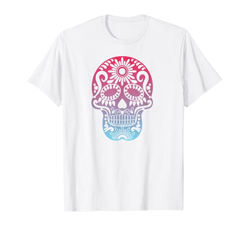 Día Tradicional de los Muertos México Calavera Calavera Sugar Skull Camiseta