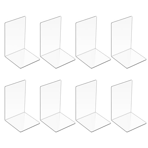 MumdoYAL 8 Piezas Sujeta Libros Estanteria de Acrílicos Transparentes，sujetalibros estanteria，Soporte Libros estanteria，Separador de Libros，Adecuado para la Escuela,la Oficina,la Biblioteca,el hogar