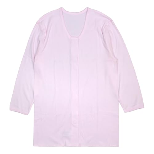 肌着 入院 介護 7分袖 シャツ レディース 下着 綿100% 前開き ワンタッチ ボタン インナー 22-357 ピーチ M