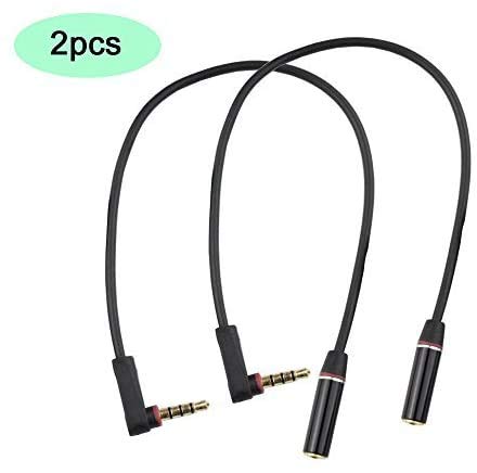 Seadream 2Pack 6 Inch 4-Pole 3.5Mm Male Right Angle To 3.5Mm Female Stereo Audio Cable Headset Extension Cable For Beats Dr. Dre Studio Iphone,M To F Audio Cable (2Pack Black) #TOP4