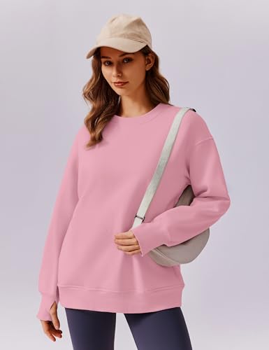 PINSPARK Womens Sweatshirt Crewneck Fleece Pullover Tops Oversized Sweat Shirts with Thumbholes Pockets 2025 Fall Outfits - Image 6