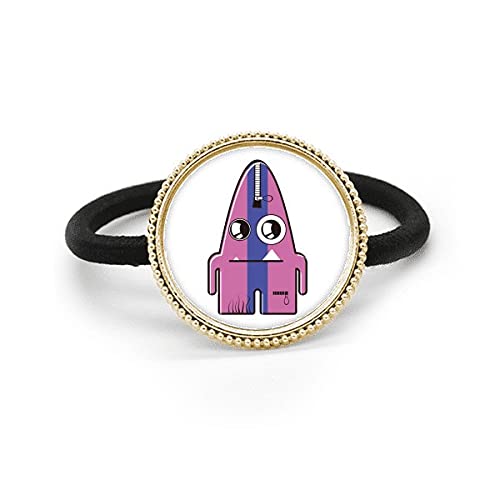 Élastique à cheveux en caoutchouc et métal argenté avec motif alien violet résistant
