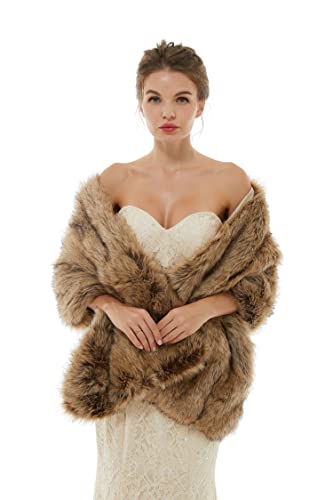 Women's Faux Fur Wraps Shawls Bridesmaids' Shrugs Stole Winter Bridal Wedding Cover up4