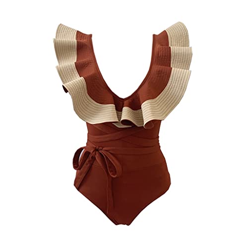 Maillot de bain CLSDRZC gainant à volants avec effet ventre plat pour femme