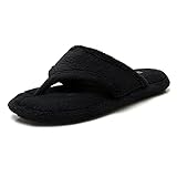 Real Fancy Women's Flip Flops Slippers - All-Season Memory Foam Spa Thong Non-Slip House Slippers for Women (S, Black)