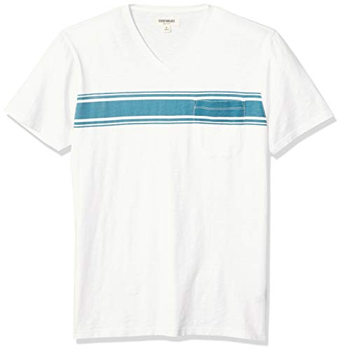 Amazon Brand - Goodthreads Men's Lightweight Slub V-Neck Pocket T-Shirt, Teal, Medium
