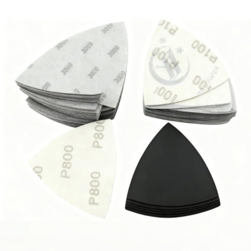 Schleifdreiecke Schleifpapier 93mm Set 40 Stück Nass und Trocken Sandpapier 100 240 400 800 1000 1500 2000 3000, Schleifblatt Klett Set Dreieckschleifer Schleifpapier für Metall Holz Farbe Auto