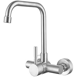 Monomando Fregadero Pared 11 Cm ONECE Grifo Cocina en la Pared 11CM (±15mm) Distancia Entre Orificios de Montaje, Grifos Cocina de Pared Giratorio a 360?°, Mezclador Monomando de Fregadero Acero Inoxidable 304, Aireador Extraíble