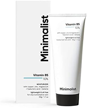 Minimalist 10% Vitamin B5 Face Moisturizer for Oily & Acne Prone Skin | Oil Free Fast Absorbing Lightweight Gel | For Women & Men | 1.7 Oz / 50 gm