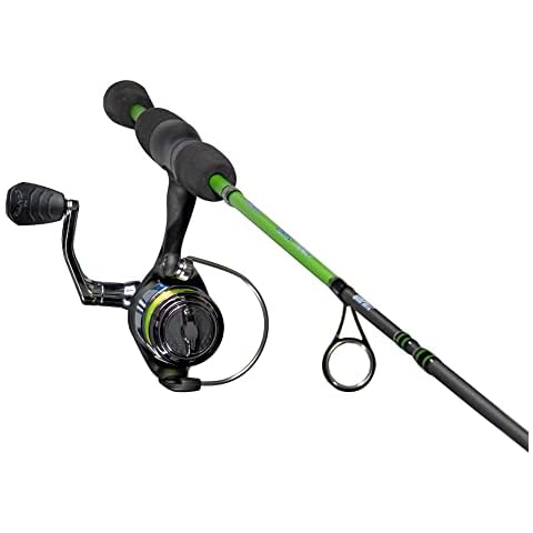 Lew's Crappie Thunder Spinning Reel and Fishing Rod Combo, 4-Foot 6-Inch 2-Piece IM6 Graphite Blank, Size 50 Reel, Right or Left-Hand Retrieve, Crappie Thunder Green Cover