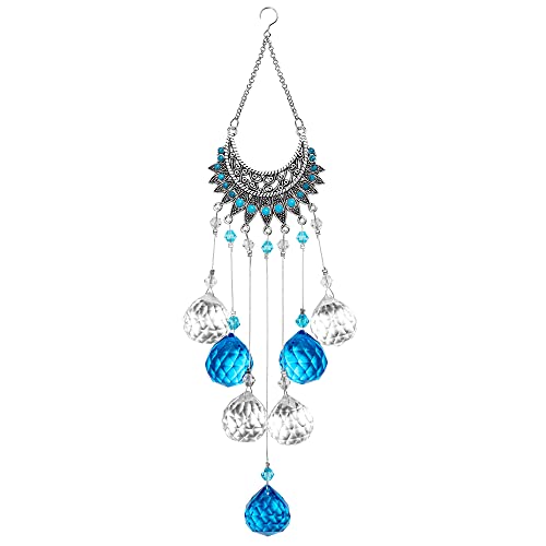 JelyArt Sonnenfänger Kristall hängender Anhänger Regenbogen Prisma Hersteller Bunte Glaskugel Chakra Sonnenfänger Fenster Kronleuchter Wohnkultur(Pfau Vintage Muster) Cover