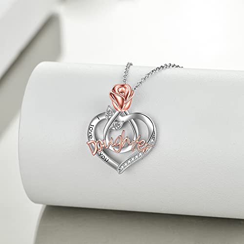 POPKIMI Gifts for Daughter Sterling Silver Daughter Necklace with Rose Flower4