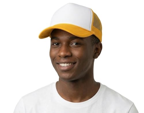 Image of NYFASHION101 Plain Mesh Trucker Hat - Breathable 6-Panel Daily Snapback Cap, Customizable Ideal for DIY Embroidery & Patches