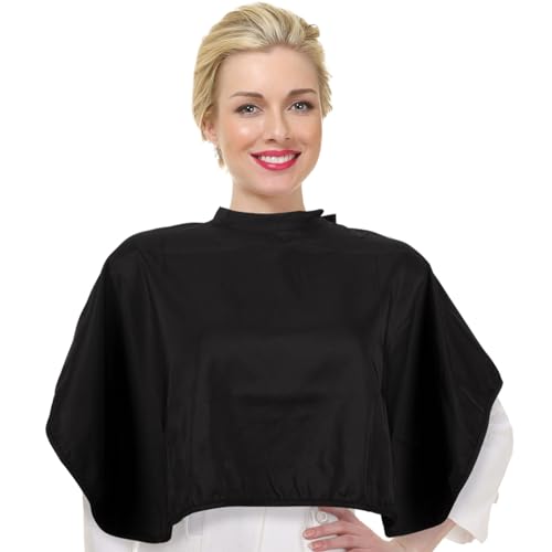 forpro low fluorine makeup cape professional mid-length beauty cape with adjustable velcro closure 27534 x 3034 black
