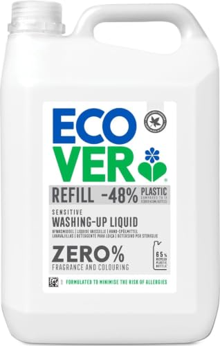 Ecover Zero - Recambio de detergente líquido para lavavajillas, resistente contra la grasa y la suciedad, dermatológicamente probado, Ecover 1 x 5L