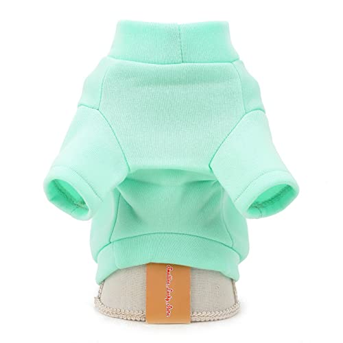 SMALLLEE_LUCKY_STORE Niedlicher Cartoon-Welpen-Fleece-Sweatshirt, Pullover für kleine, mittelgroße Hunde, Katzen, Jungen, Mädchen, Yorkie, Chihuahua, Kätzchen, warm, Herbst, Winterkleidung, Grün, S