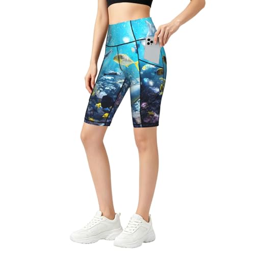 Short de yoga taille haute avec poches pour course à pied et fitness