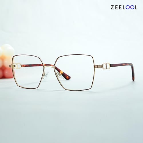 Image of Zeelool Blue Light Blocking Glasses for Women, Metal Fashion Glasses Frame Eyeglasses with Non-prescription Clear Lenses ZJGM374867-05B