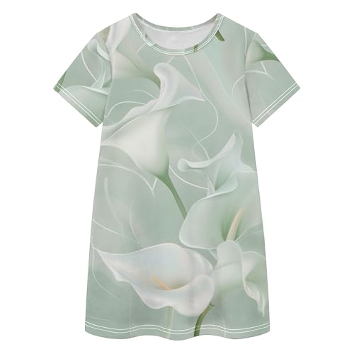 Vestido de playa para niñas con lirios de cala ideal para vacaciones de verano