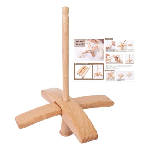 Turkish Drop Spindle - Handcrafted Wooden Yarn Spinner, Smooth Lightweight Weaving Tool, Handcraft Disc Spindle, Fiber Kit | Multifunctional Hand Spinner For Wool Crocheting Fiber Arts