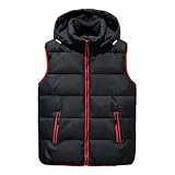 GIBZ Herren Steppweste, Ärmellos Vest Leichte Daunenweste mit Abnehmbarer Kapuze, Warme Jacke...