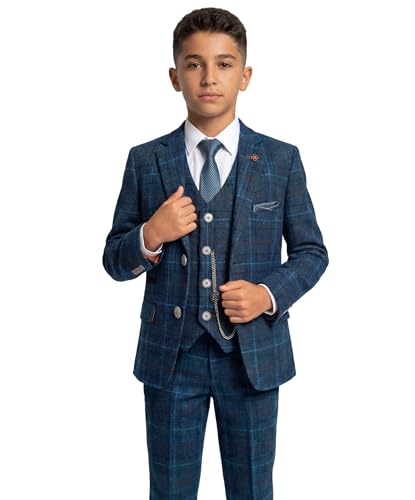 Ensemble en tweed bleu marine pour hommes et garçons style haut de gamme