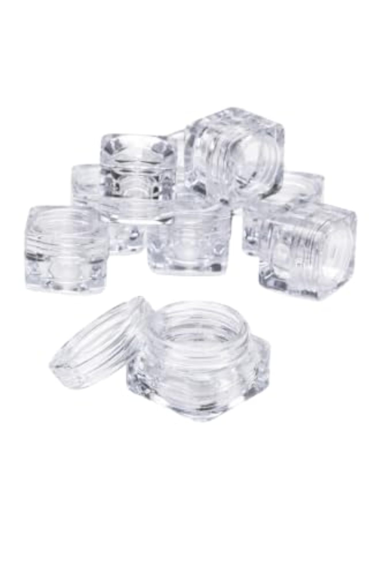Clear Square Nail Art Storage Jars with Screw Lid, Premium Containers