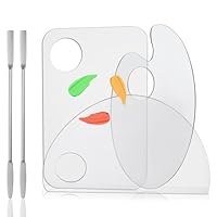BOHUIZ 3 Stück Kosmetische Mischpalette, Makeup Mischpalette Klare Acryl Make Up Palette mit Spatel Kosmetik Mischwerkzeuge für Foundation Nailart