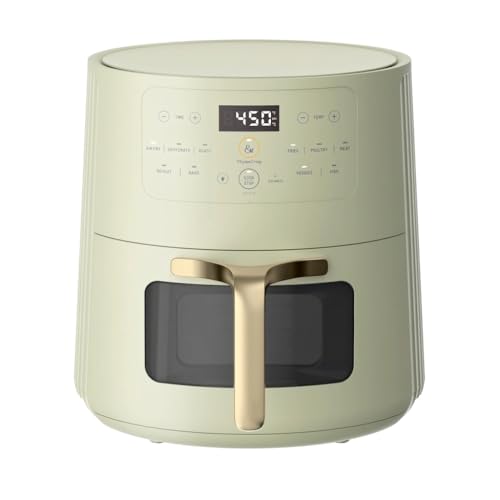 6QT Air Fryer, Ceramic-Coated Nonstick Basket, Atlantic Blue - 1800-watt Heating System & High-heat Air Circulation Deliver Evenly Cooked Results With A Crisp, Golden Finish (Color:Eucalyptus Green)