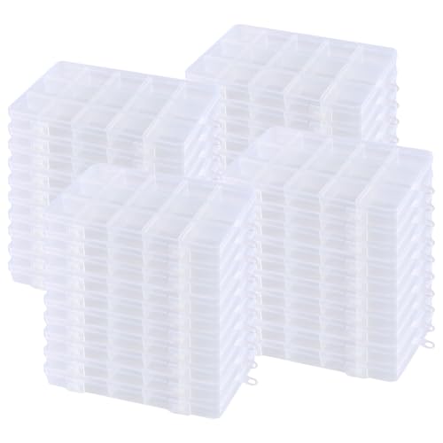 Image of MAHIONG 40 PCS 15 Grids Clear Plastic Bead Organizer Box with Fixed Dividers for Jewelry Making, Fishing Tackle and Small Parts Storage, 6.7 x 3.7 x 0.7 Inch
