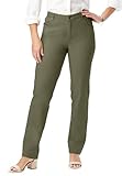 Jessica London Women's Plus Size Classic Cotton Denim Straight-Leg Jean - 18, Dark Olive Green
