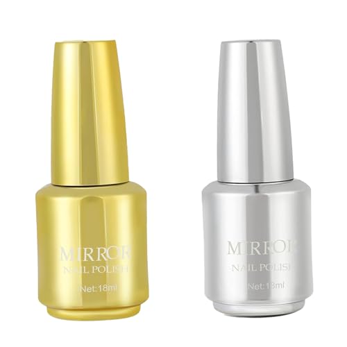 Esmalte de uñas metálico, esmalte de uñas de oro de bricolaje de 2 piezas, esmalte de uñas plateado, lacas de uñas de manicura reflectante para salón de uñas o principiante