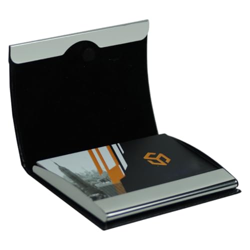 Image of Mini2buy Customized Unisex Vertical Card Holder Name Engraved for Credit|Debit|ATM|Business Visiting RFID Blocking Stainless Steel (1 x 10 x 6 cm) Personal Corporate Gift (CD-Black)