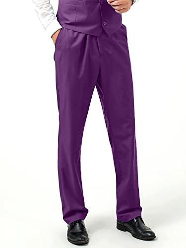 Apornipa Men's Stretch Suit Pants Slim Fit Wrinkle-Free Waist Flat-Front Comfort Trousers2