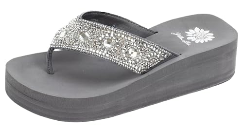 Yellow Box Women's Bertila Wedge Sandal, Round Toe, 2.5 Inch Heel, 1 Inch Platform, Comfortable Flip-Flop