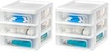Iris Ohyama, Kunststoff-Aufbewahrungsturm, 3 kleine Schubladen, Weiß, Leicht zu öffnen, A5-Format, Möbel, Organizer, für Büro, Schulbedarf, Schreibwaren, BPA-frei, CDD-XS3 (Packung mit 2)