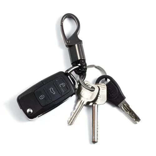 Image of Car Keychain Accessories Leather Holder Keyfob Sturdy Metal Carabiner Key Chains for Women and Men