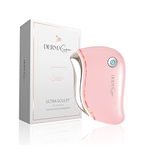 Derma Spa Gua Sha Ultra Sculpt Face Tool - Heated Face Massager With Vibration - Electronic Tools For Facial Care, Non-Surgical Face Lift, Electric Skincare Tool for Face, Natural Skin Beauty Gadget