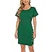 Vestido de verano para mujer, de manga corta, cuello redondo, informal, con botones en A, mini, elegante, moderno, verde, verde, M