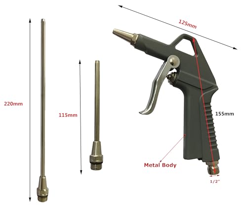 Image of Inditrust Metal Air Dust Blow Gun with long Steel Air flow Nozzle Pneumatic Air Compressor Tool Dust Cleaning Air Blower Gun (155mm, Type1)