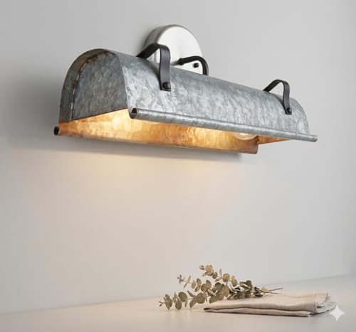 Image of thelampgoods Galvanized Metal Wall Vanity Light - Farmhouse Bathroom Light Fixtures Sconce Industrial Rustic Pendant Chandelier Flush Mount Man Cave