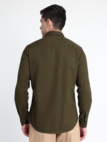 Image of Beyoung Dark Olive Urban Shirt for Men