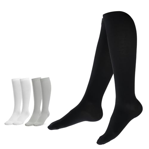 Image of 3 Pairs Women & Men's Compression Socks 15-20mmHg Support Stockings