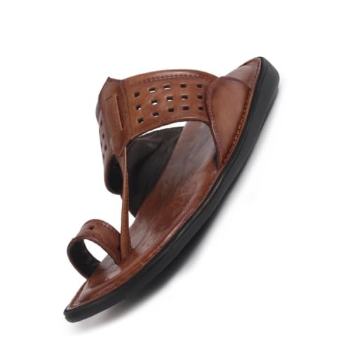 Image of FAUSTO Men Casual Outfit Kolhapuri Toe Ring Strap Ortho Slippers | Memory Cushioned Footbed | Ultra Lightweight and Comfort Slip On Slipper
