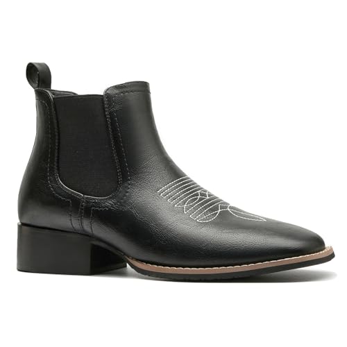 Image of Western Cowboy Boots for Men Square Toe Comfortable Ankle Retro Stylish Boots