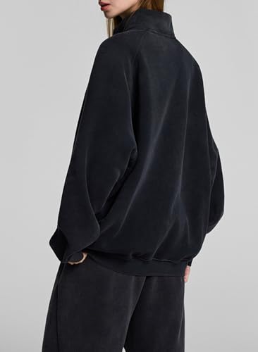 Mi Bo Tong Oversized Mens Sweatshirt Cardigan Jacket Heavyweight Fall Warm Fleece Hoodless Vintage Sweatshirt4