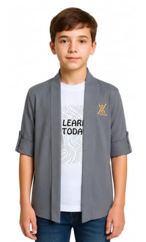 Image of CAVIO Boys Solid Open-Front Shrug with T-Shirt